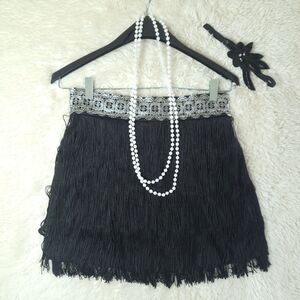 Spirit Halloween 1920s Flapper Skirt Set W/ Necklace & Headband Sz L